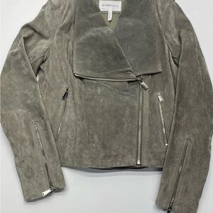 BCBGeneration Women's Gray Suede Jacket Small Pockets Sleeve Zippers